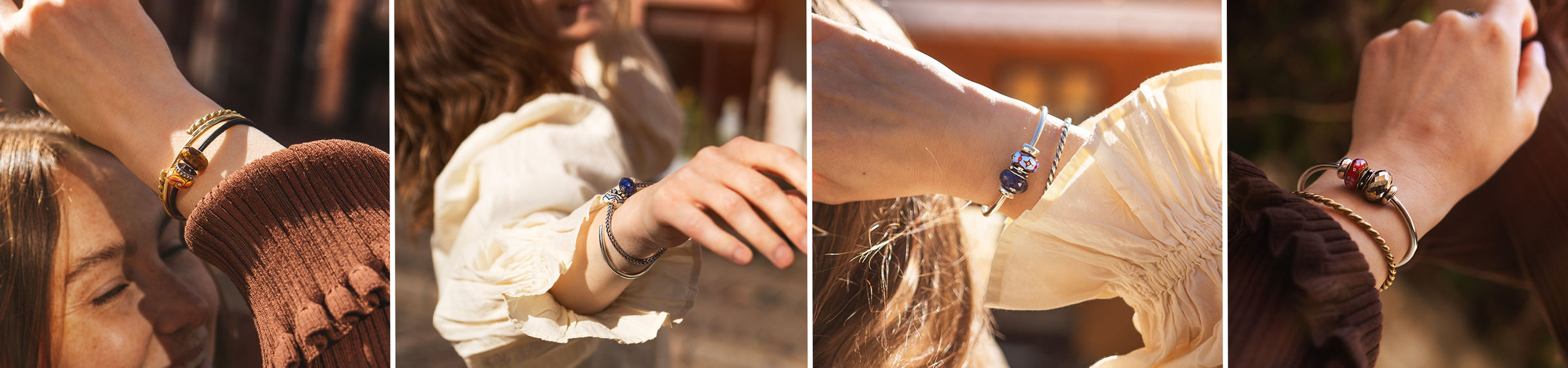 Ready to Shine collection as trio ready to wear bracelets in silver and leather moodboard