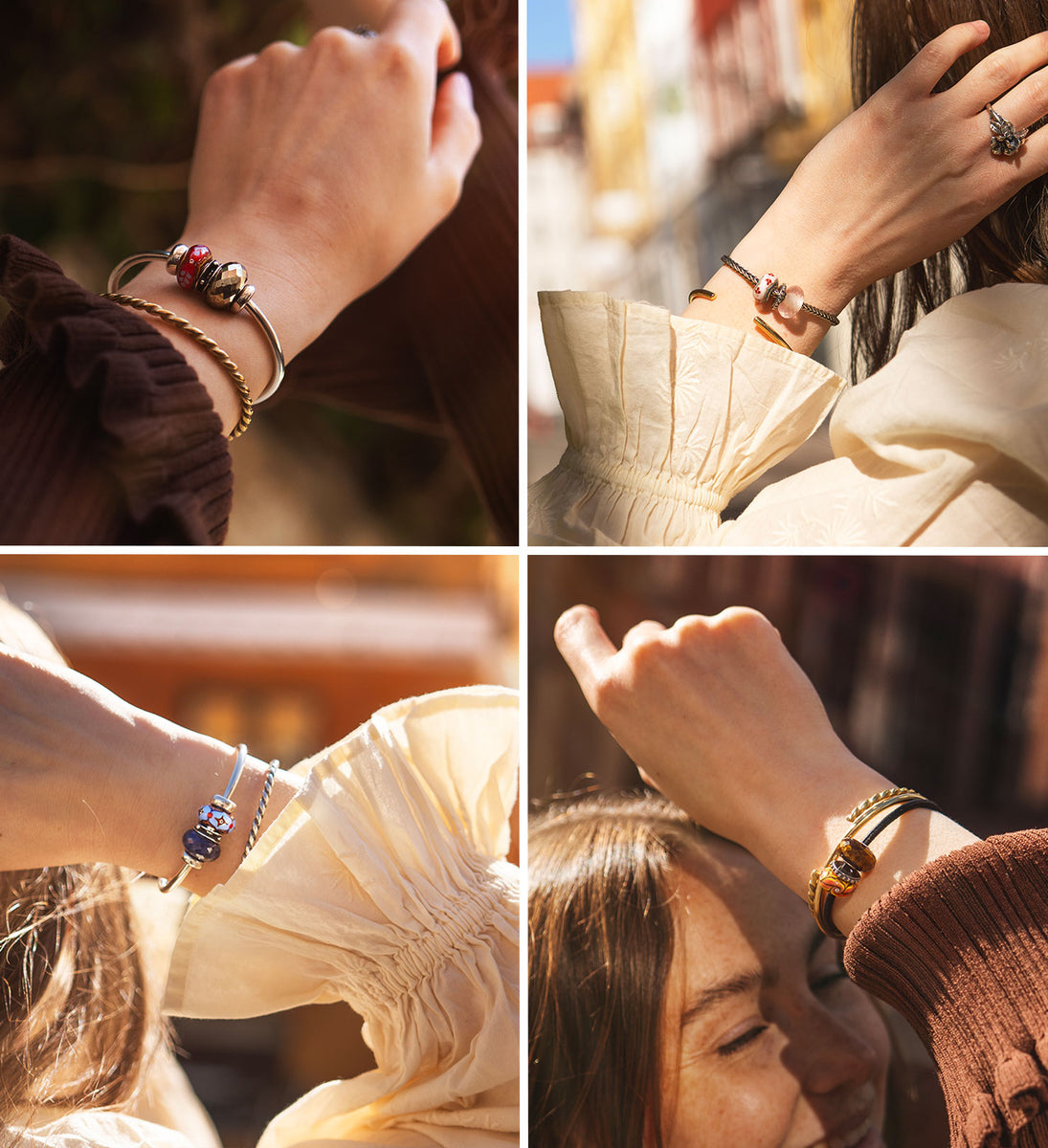 Ready to Shine collection as trio ready to wear bracelets in silver and leather mobile moodboard